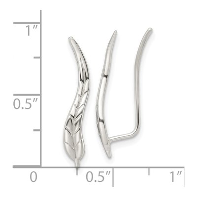 Sterling Silver Wavy Leaf Threader Earrings – view 5