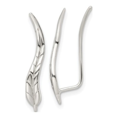 Sterling Silver Wavy Leaf Threader Earrings