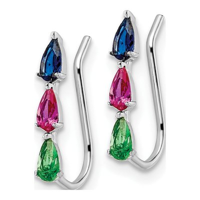 Sterling Silver CZ Multi-Color Ear Climber Threader Earrings – view 3