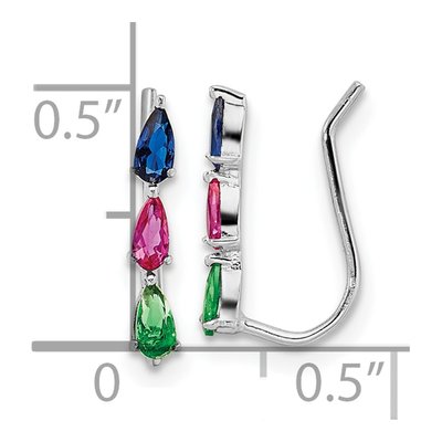 Sterling Silver CZ Multi-Color Ear Climber Threader Earrings – view 5