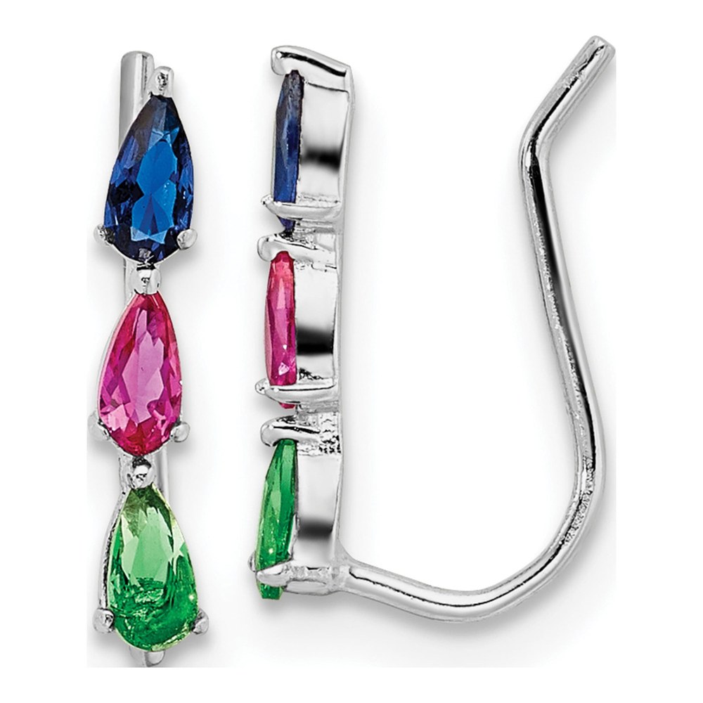Sterling Silver CZ Multi-Color Ear Climber Threader Earrings