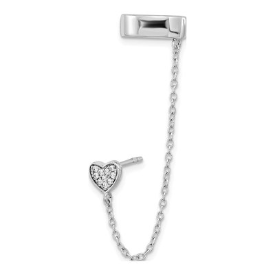 Sterling Silver CZ Heart Ear Cuff Ear Cuff – view 3