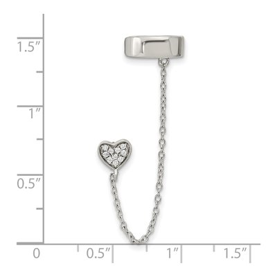 Sterling Silver CZ Heart Ear Cuff Ear Cuff – view 4