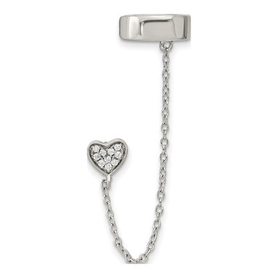 Sterling Silver CZ Heart Ear Cuff Ear Cuff