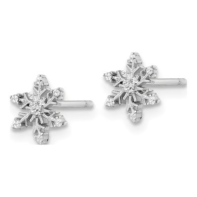 Sterling Silver Round CZ Snowflake Stud Earrings – view 3