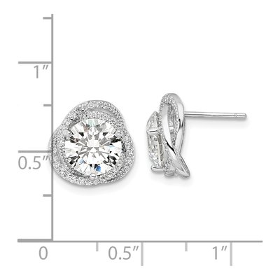 Sterling Silver CZ Round Button Stud Earrings – view 5