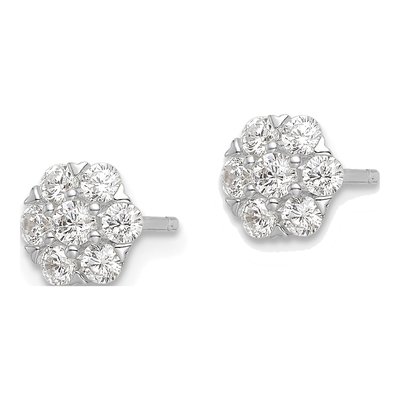 Sterling Silver Round CZ Flower Stud Earrings – view 3