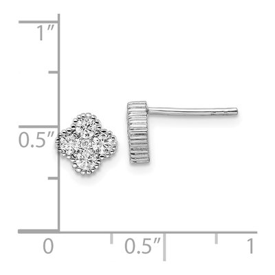 Sterling Silver Round CZ Cluster Button Stud Earrings – view 5