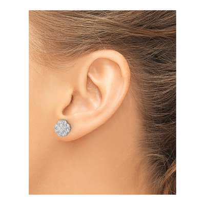 Sterling Silver Round CZ Flower Cluster Stud Earrings – view 4