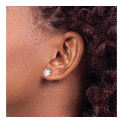 Sterling Silver 6mm CZ Heart Stud Earrings – view 4