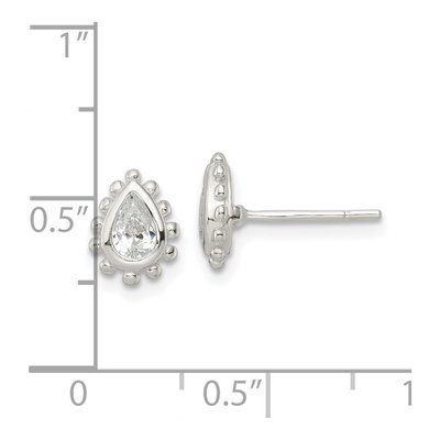Sterling Silver CZ Pear Stud Earrings – view 5