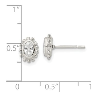 Sterling Silver CZ Oval Stud Earrings – view 5