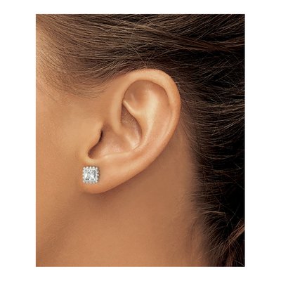 Sterling Silver 5mm CZ Square Stud Earrings – view 4