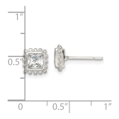 Sterling Silver 5mm CZ Square Stud Earrings – view 5