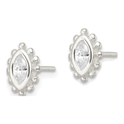 Sterling Silver CZ Marquise Stud Earrings – view 3