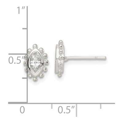 Sterling Silver CZ Marquise Stud Earrings – view 5