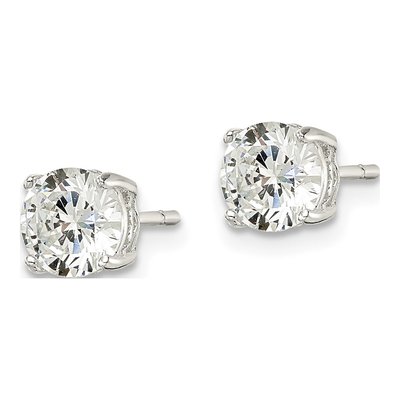 Sterling Silver 6mm Round CZ Heart Basket Stud Earrings – view 3