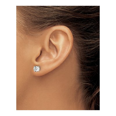 Sterling Silver 6mm Round CZ Heart Basket Stud Earrings – view 4