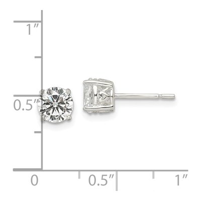 Sterling Silver 6mm Round CZ Heart Basket Stud Earrings – view 5