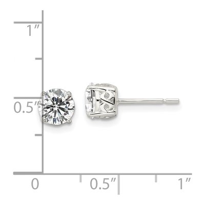 Sterling Silver 6mm Round CZ Stud Earrings – view 5