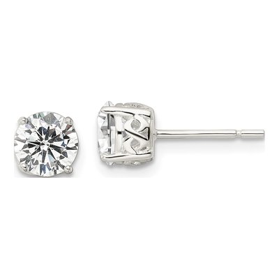 Sterling Silver 6mm Round CZ Stud Earrings