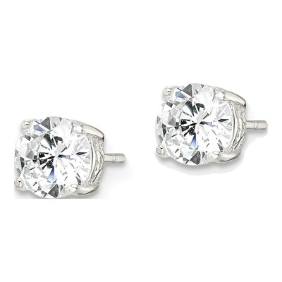 Sterling Silver 6mm Round CZ Heart Basket Stud Earrings – view 3