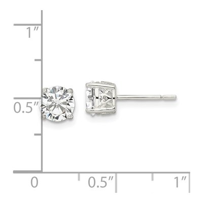 Sterling Silver 6mm Round CZ Heart Basket Stud Earrings – view 5