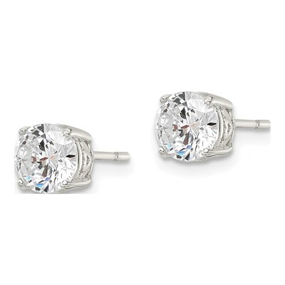 Sterling Silver 6mm Round CZ Heart Basket Stud Earrings – view 3