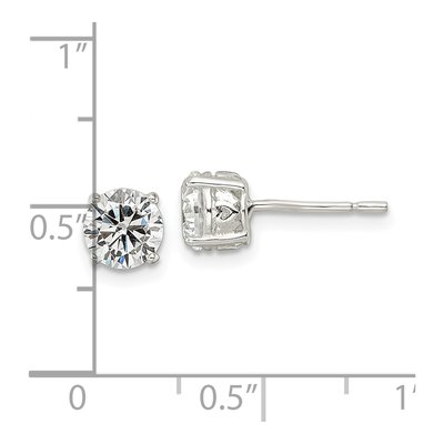 Sterling Silver 6mm Round CZ Heart Basket Stud Earrings – view 5