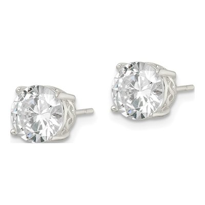 Sterling Silver 8mm Round CZ Infinity Basket Stud Earrings – view 3