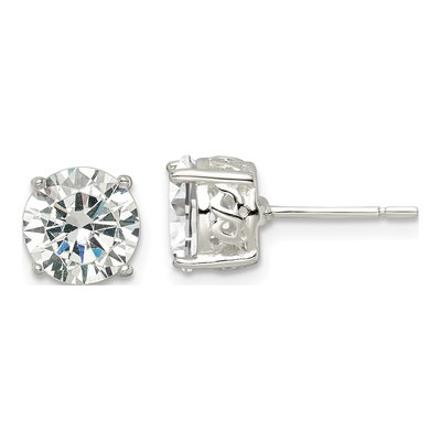 Sterling Silver 8mm Round CZ Infinity Basket Stud Earrings