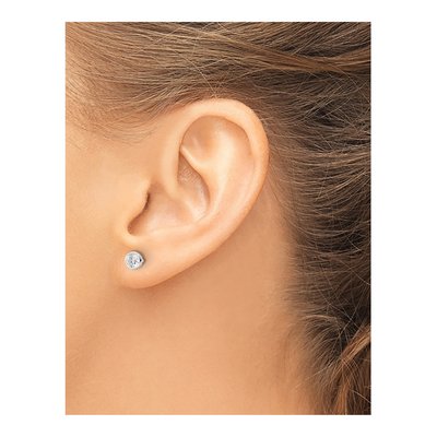Sterling Silver 4mm Round CZ Bezel Stud Earrings – view 4