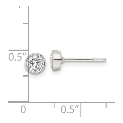 Sterling Silver 4mm Round CZ Bezel Stud Earrings – view 5