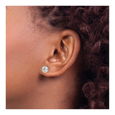 Sterling Silver 6mm Round CZ Bezel Stud Earrings – view 4