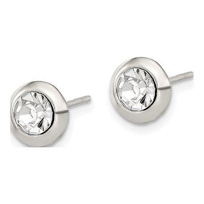 Sterling Silver 8mm Round CZ Bezel Stud Earrings – view 3