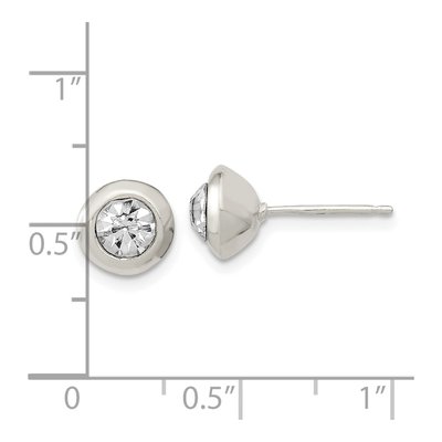 Sterling Silver 8mm Round CZ Bezel Stud Earrings – view 5