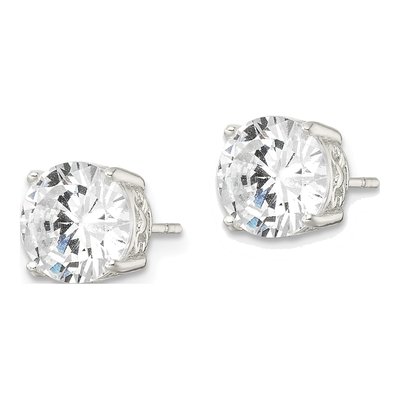 Sterling Silver 8mm Round CZ Heart Basket Stud Earrings – view 3