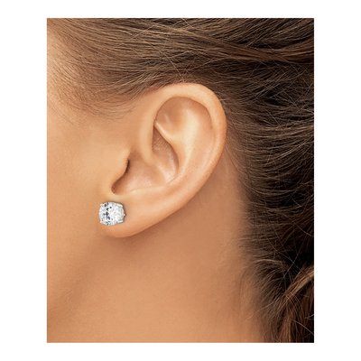 Sterling Silver 8mm Round CZ Heart Basket Stud Earrings – view 4