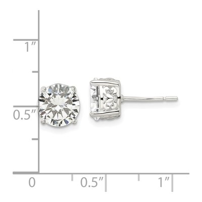 Sterling Silver 8mm Round CZ Heart Basket Stud Earrings – view 5