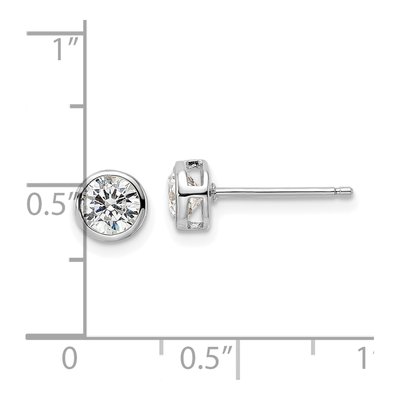 Sterling Silver 5mm Round CZ Bezel Stud Earrings – view 5