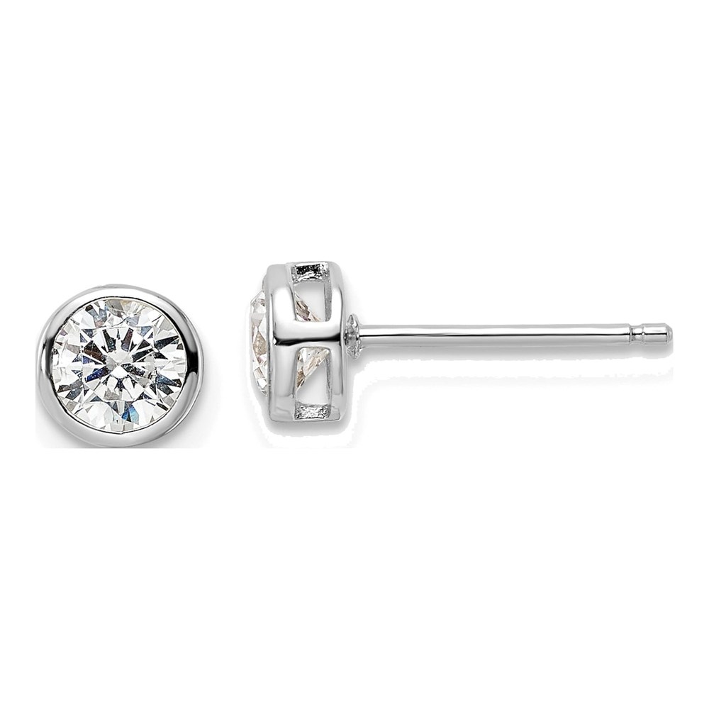 Sterling Silver 5mm Round CZ Bezel Stud Earrings