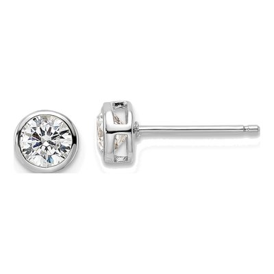 Sterling Silver 5mm Round CZ Bezel Stud Earrings