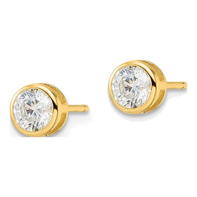 Gold-Plated Sterling Silver 5mm Round CZ Bezel Stud Earrings – view 3