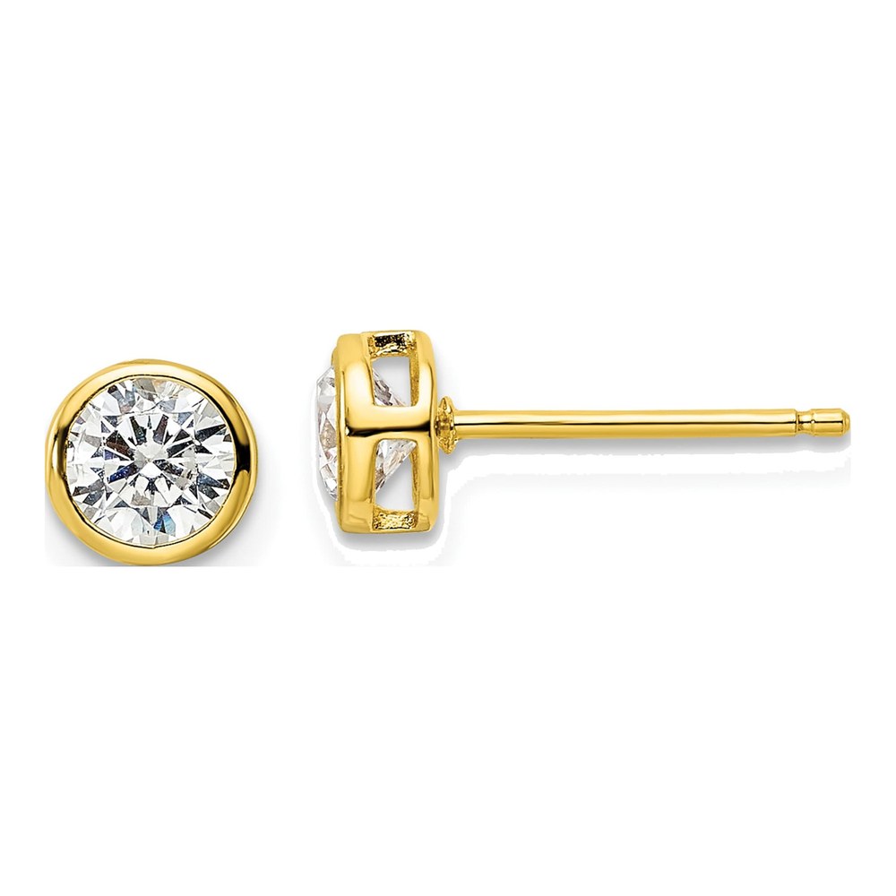 Gold-Plated Sterling Silver 5mm Round CZ Bezel Stud Earrings