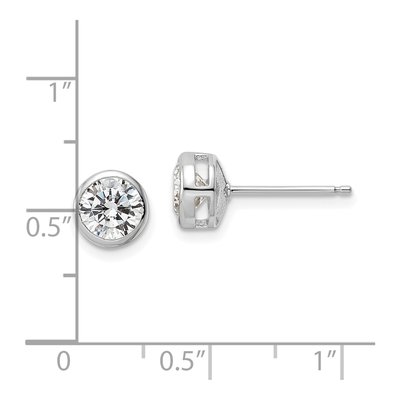 Sterling Silver 6mm Round CZ Bezel Stud Earrings – view 5