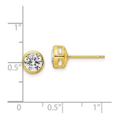 Gold-Plated Sterling Silver 6mm Round CZ Bezel Stud Earrings – view 5
