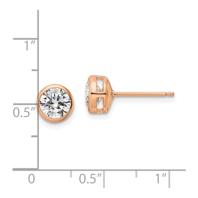 Rose Gold-Plated Sterling Silver 6mm Round CZ Bezel Stud Earrings – view 5