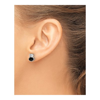 Sterling Silver 4.3mm Round CZ Enamel Button Stud Earrings – view 4