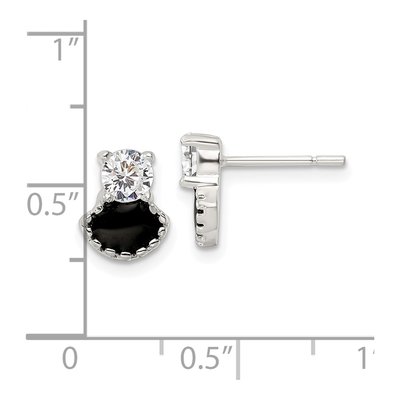 Sterling Silver 4.3mm Round CZ Enamel Button Stud Earrings – view 5