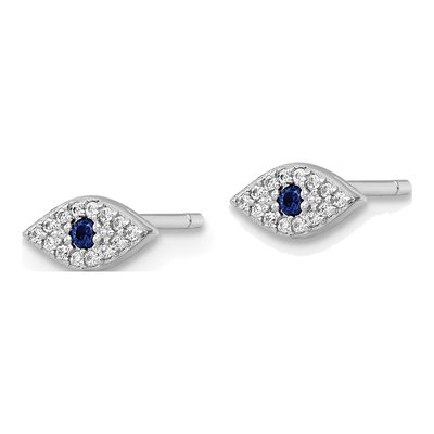 Sterling Silver Round CZ Eye Stud Earrings – view 3